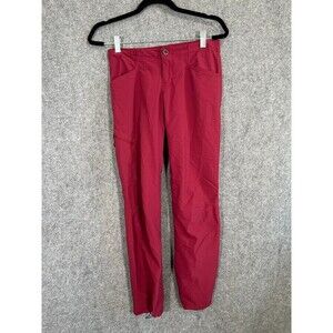 Patagonia Pants Women 0 Mid Rise Red Flat Front Outdoor Nylon Hiking Ankle Cinch